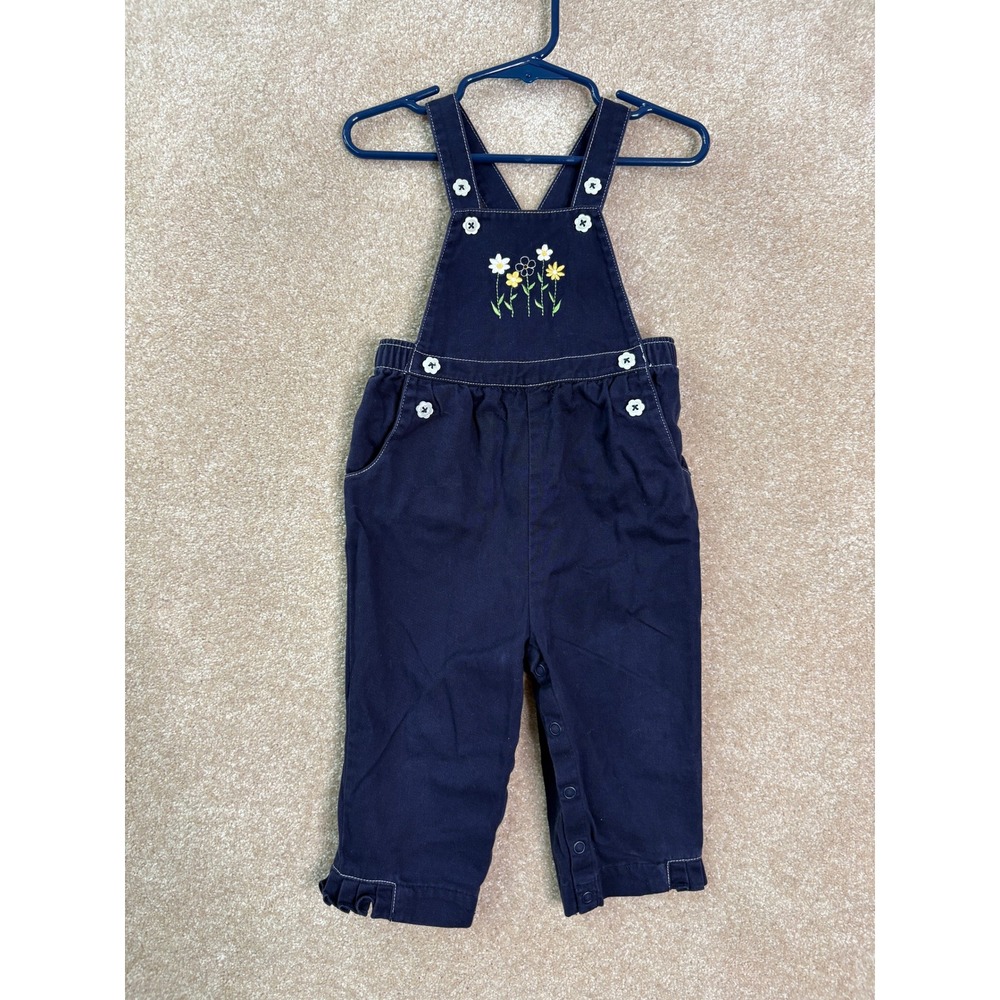 VTG GYMBOREE Overalls Kid's 12-18M  12M 18M Blue Vintage Floral Embroidered Y2K
